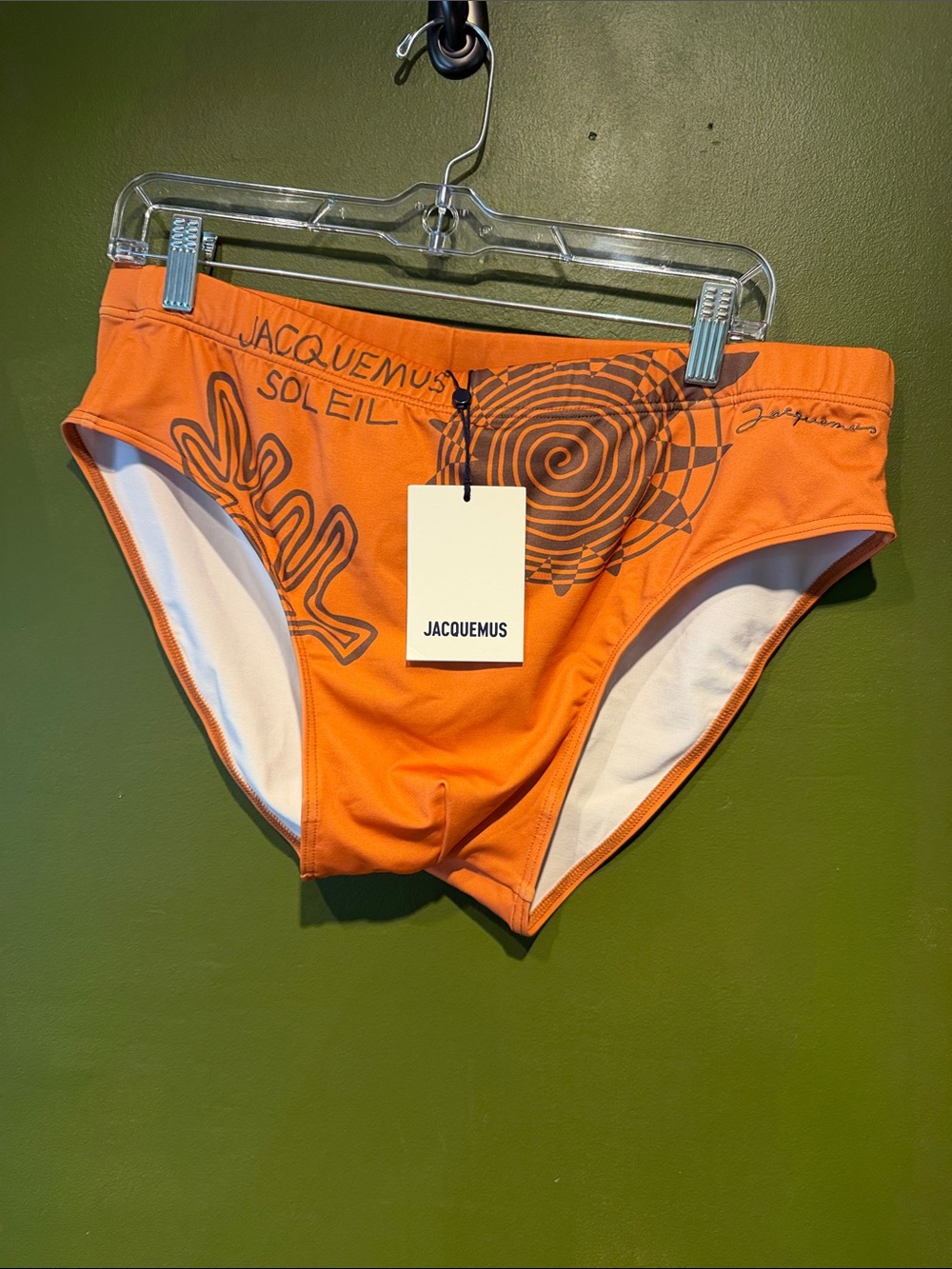 Jacquemus Orange Graphic Swim Briefs with Sun Motif